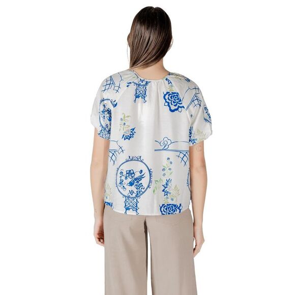 ICHI White Viscose Women's Shortsleeve